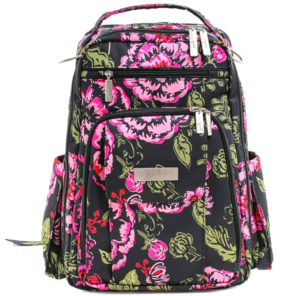 Ju-Ju Be Blooming Romance Pink & Black Garden Floral Be Right Back Diaper Bag